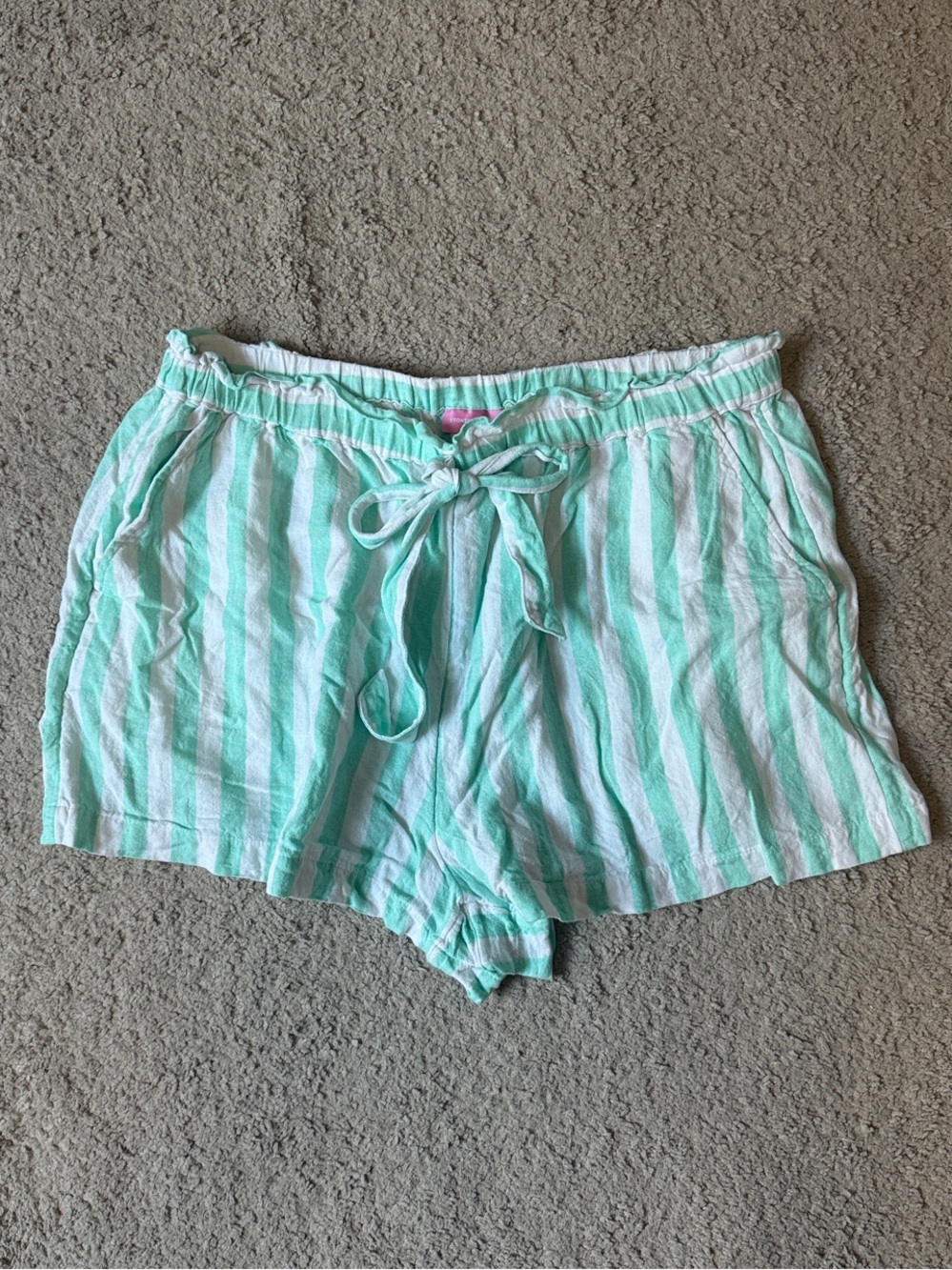 Stoney Clover - Striped Mint & White Tie-Waist Shorts